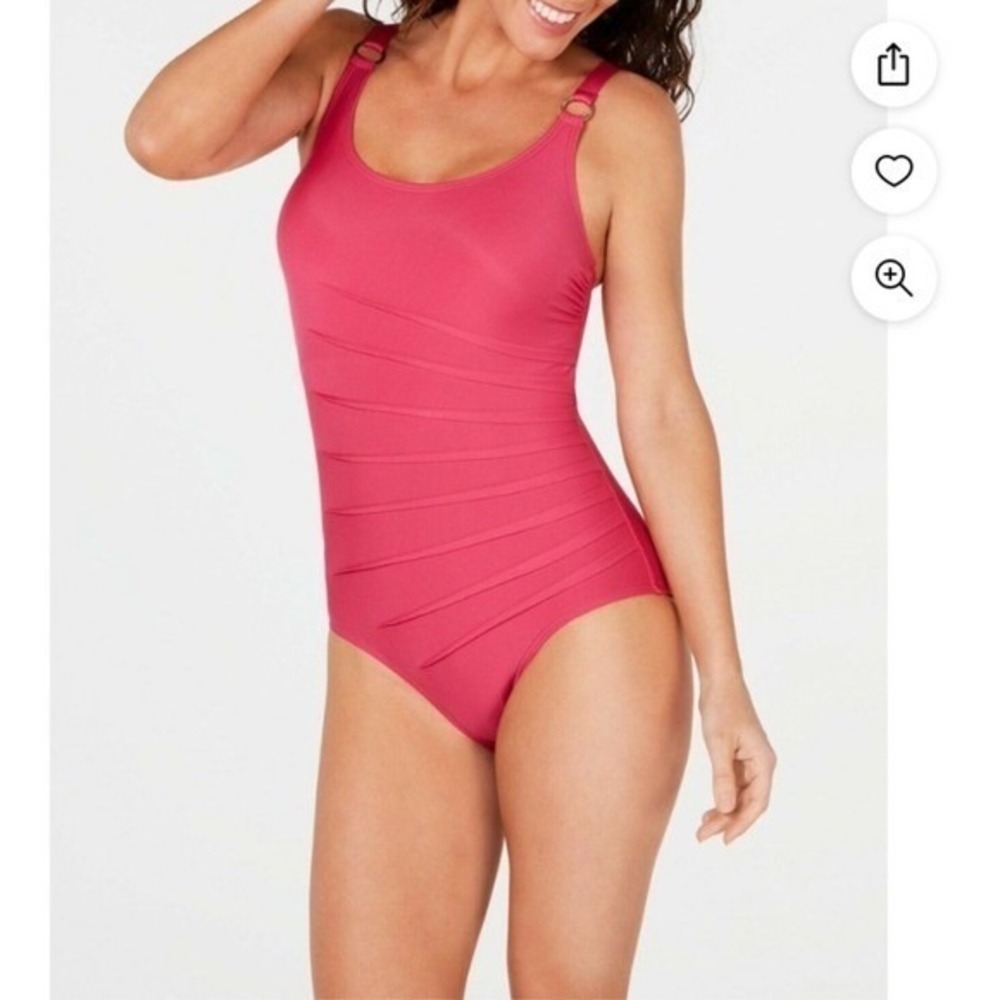 Calvin Klein Tiered Ruffle One Piece Swimsuit Women Size M Pink‎